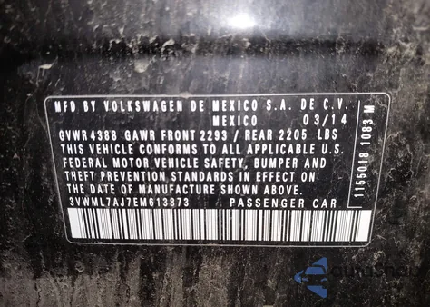 2014 Volkswagen Jetta Sportwagen 2.0L Tdi from USA, damaged, VIN 3VWML7AJ7EM613873